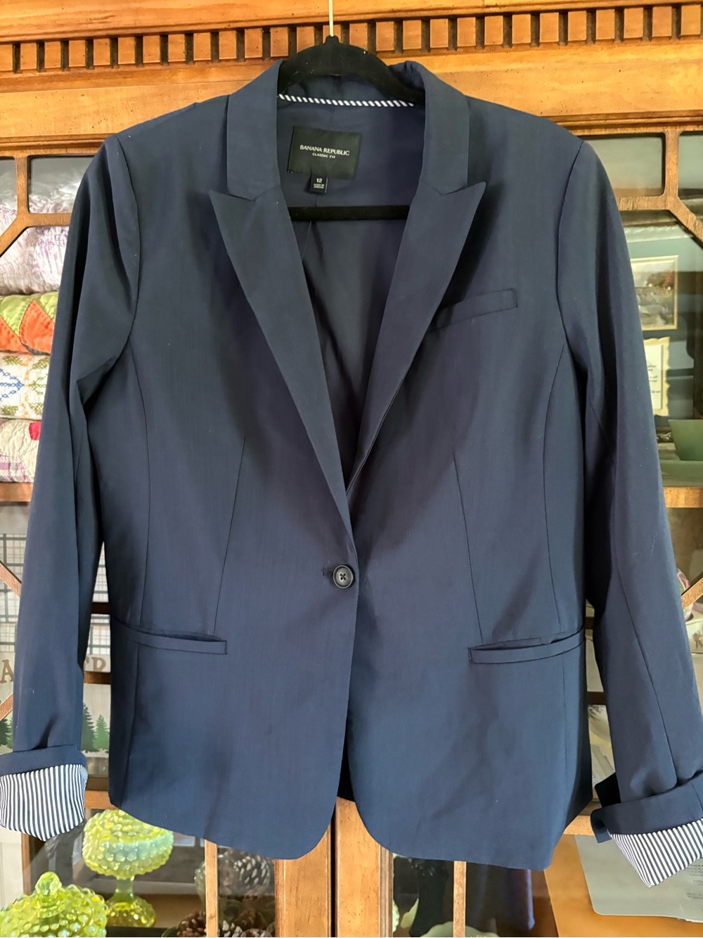 Banana Republic Navy Single-Button Blazer